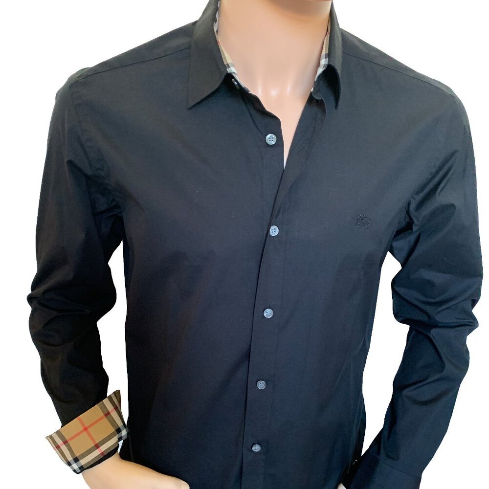 Burberry Men's Long Sleeve Slim fitting Dress Shirt Black Size Large